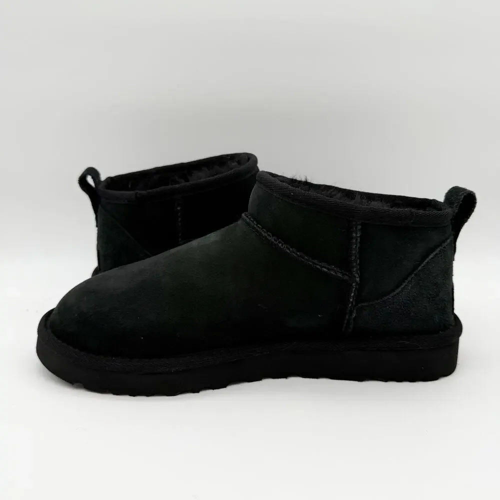 UGG Womens Classic Ultra Mini Booties US 9 U 40 Black Suede GUC